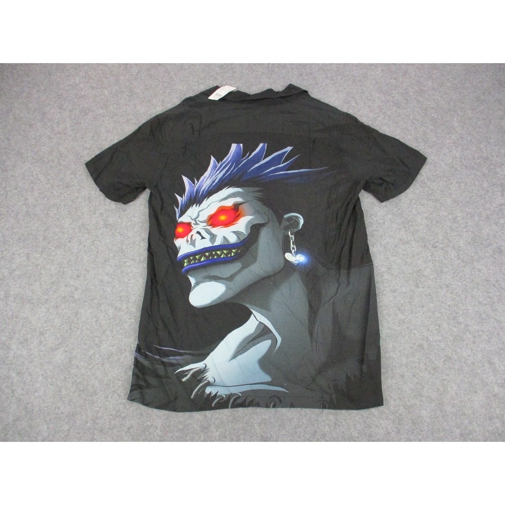 Death Note Shirt Mens Small Black Blue Anime Button Up Ryuk Light Yagami L
